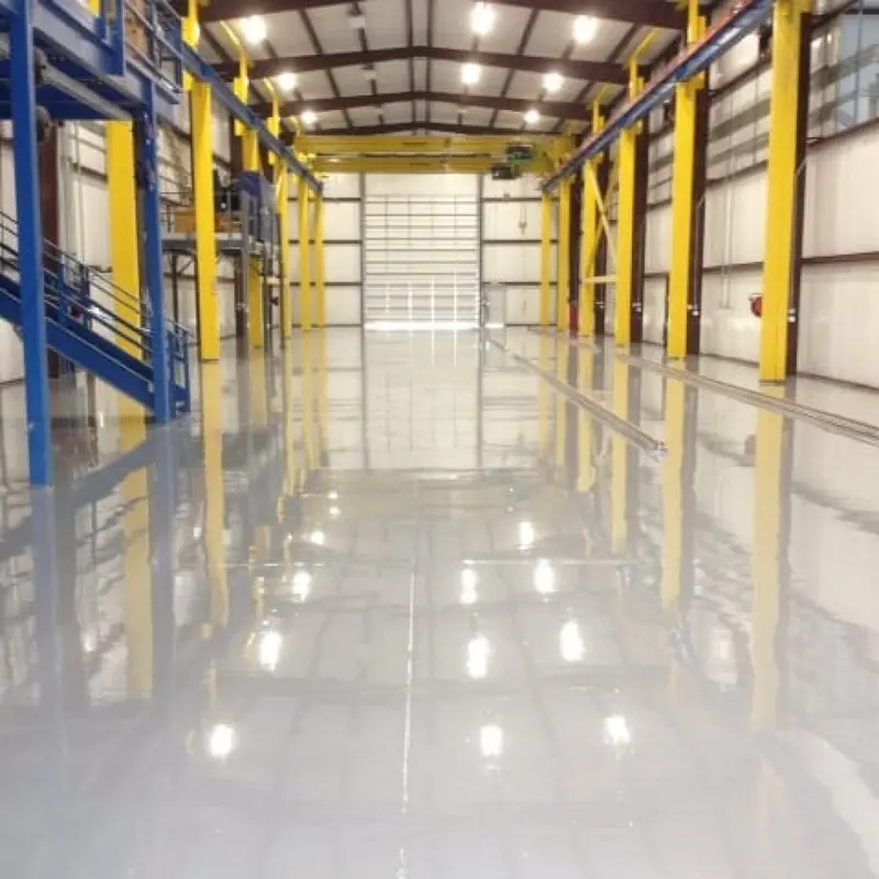 Warehouse with a solid epoxy floor